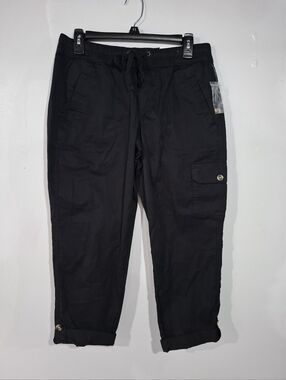 Sonoma Good For Life Black Roll Capri Cargo Pants Size 6 Waistband Comfort NWT